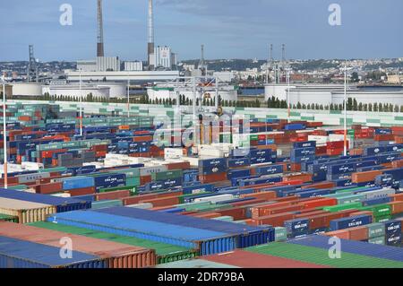 General view of CMA CGM Bougainville, the largest container ship in the ...