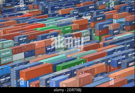 General view of CMA CGM Bougainville, the largest container ship in the ...