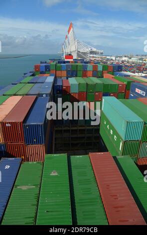 General view of CMA CGM Bougainville, the largest container ship in the ...
