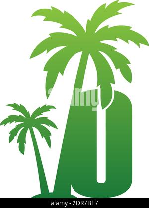 Letter O logo and  coconut tree icon design vector illustration Stock Vector