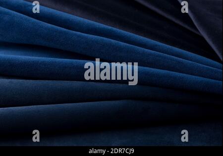 Deep blue velour textile. Fabric texture background Stock Photo