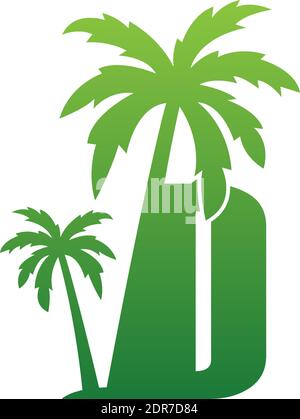 Letter D logo and  coconut tree icon design vector illustration Stock Vector