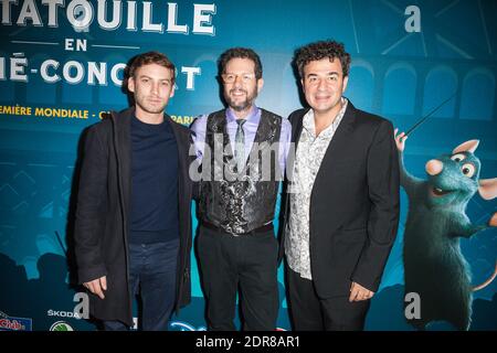 french designer Ora-ïto, the Composer Michael Giacchino and Ludovic Bource attending the 'Ratatouille Cine Concert' Photocall at Le Grand Rex in Paris, France on October 17, 2015. Photo by Maxime Reynaud/APS-Medias/ABACAPRESS.COM Stock Photo