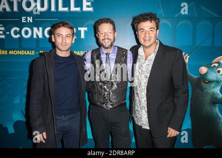 french designer Ora-ïto, the Composer Michael Giacchino and Ludovic Bource attending the 'Ratatouille Cine Concert' Photocall at Le Grand Rex in Paris, France on October 17, 2015. Photo by Maxime Reynaud/APS-Medias/ABACAPRESS.COM Stock Photo