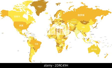 Simplified map of World in yellow-green color. Schematic vector