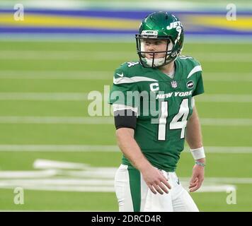 New York Jets Quarterback Sam Darnold (14) Is Sacked By Green Bay ...