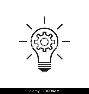 Light bulb and cog inside icon vector innovation concept for graphic design, logo, web site, social media, mobile app, ui illustration Stock Vector