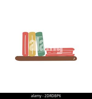 Cute single book shelf illustration. Vector colored flat graphic Stock Vector