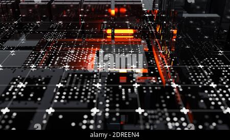 Abstract Central Computer Processors Concept. 3D illustration Stock Photo