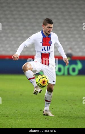 Verratti 6 PSG during the French championship Ligue 1 football match between Lille OSC and Paris Saint-Germain on December 20, 2020 at Pierre Mauroy stadium in Villeneuve-d'Ascq near Lille, France - Photo Laurent Sanson / LS Medianord / DPPI / LM Stock Photo