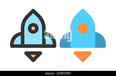 Rocket Icon vector for speed up or booster symbol. isolated on white background. Stock Vector