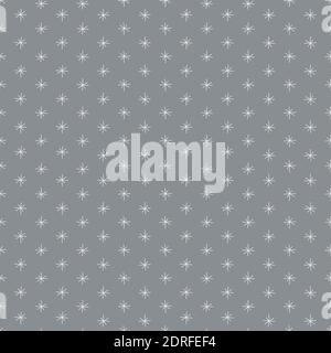 Star pattern design in grey and whit, cute vector seamless repeat of hand drawn tiny stars. Trend colour 2021  Stock Vector