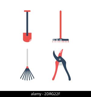 Garden instrument vector icons isolated on white background Stock Vector