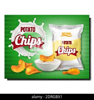 Potato Chips Creative Advertising Poster Vector Illustration Stock ...