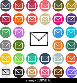 Vector modern email flat design icon set in button. Stock Vector