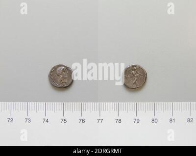 Mint: Rome, Magistrate: L. Calpurnius Piso Frugi, Quinarius from Rome, 90 B.C., Silver, 2 g, 11:00, 14 mm, Made in Rome, Roman, 1st century B.C., Numismatics Stock Photo