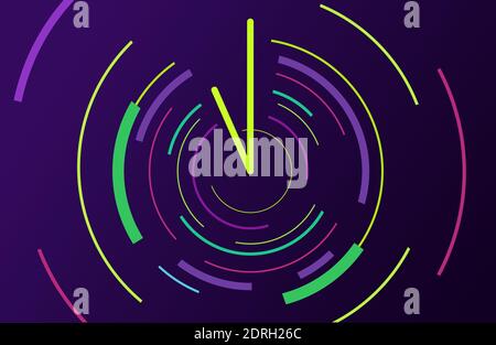 Modern design abstract clock. Abstract background with color circle line on dark. Backdrop in futuristic style. vector illustration. Stock Vector