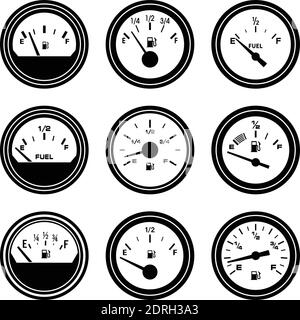 Fuel level gauge. Measuring instrument. Flat icons Stock Vector