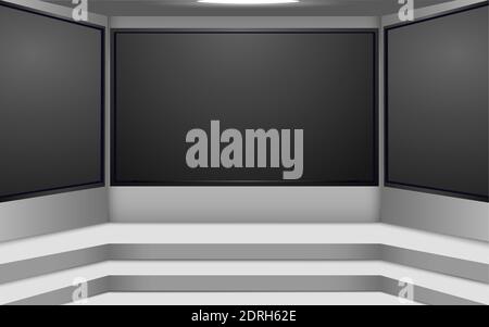 white stage and lcds background in a news studio room Stock Vector