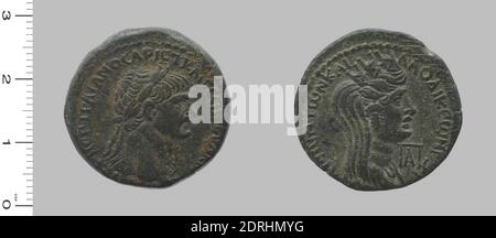 Ruler: Trajan, Emperor of Rome, A.D. 53–117, ruled 98–117, Mint: Laodicea ad Mare, Coin of Trajan, Emperor of Rome from Laodicea ad Mare, 98–117, copper, 9.83 g, 12:00, 26.4 mm, Made in Laodicea ad Mare, Syria, Roman, 1st–2nd century, Numismatics Stock Photo