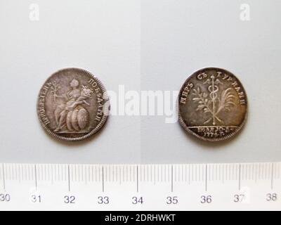 Mint: Board of Revenue, Silver medal commemorating peace with Turkey, Silver, 4.64 g, 12:00, 22.5 mm, Made in Russia, Russian, 18th century, Numismatics Stock Photo