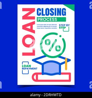 Loan Closing Process Promotional Banner Vector Stock Vector