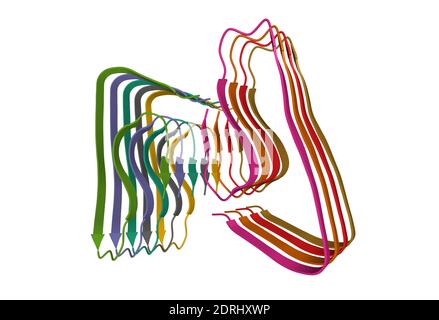 Beta amyloid fibril structure. Computer model showing a beta (1-42 ...