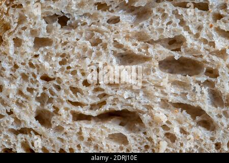 Natural abstract texture of yeast-free sourdough bread, close up Stock Photo