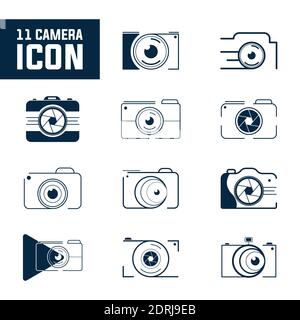 Photography, Camera, Professional Icon Set 11 Bundle Design Stock Vector