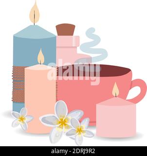 Composition of cosmetic products. Cosmetics. Vector illustration. Stock Vector