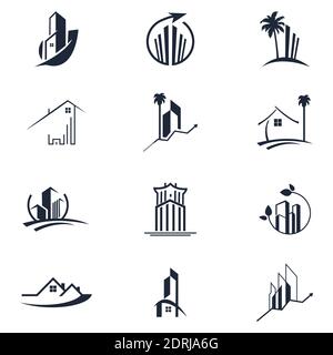 Real Estate, Construction Professional Icon Set 12 Bundle Design Stock Vector
