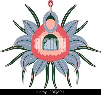 Flower colorful on a white background. Asian chrysanthemum. Fabulous magic flower. Stock Vector