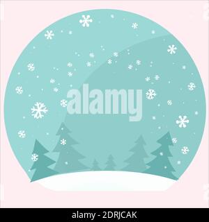 Christmas cartoon background with trees and snowflakes. Night in the woods. Vector flat illustration isolated on white background. Stock Vector