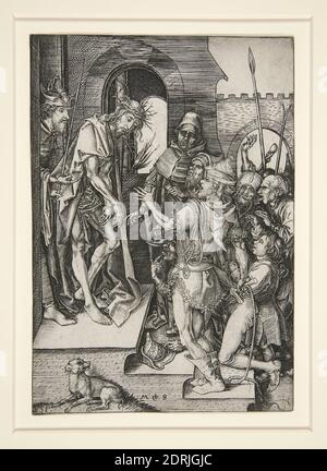 Artist: Martin Schongauer, German, ca. 1440/50–1491, Christ Presented to the People (Ecce Homo), ca. 1475, Engraving, 16.4 × 11.4 cm (6 7/16 × 4 1/2 in.), Made in Germany, German, 15th century, Works on Paper - Prints Stock Photo