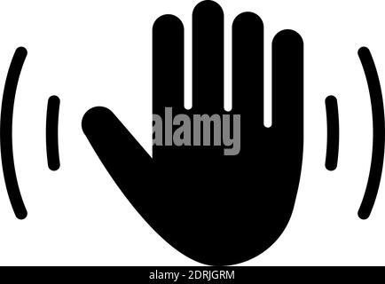 Hello Weave Hand, Waving Palm, Hi Arm. Flat Vector Icon illustration. Simple black symbol on white background. Hello Weave Hand, Waving Palm, Hi Arm s Stock Vector