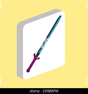 Sword Simple vector icon. Illustration symbol design template for web mobile UI element. Perfect color isometric pictogram on 3d white square. Sword i Stock Vector