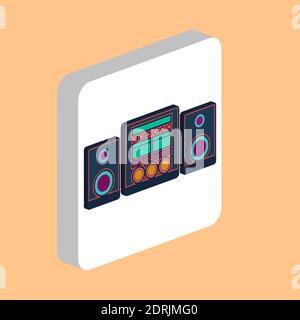 Sound System Simple vector icon. Illustration symbol design template for web mobile UI element. Perfect color isometric pictogram on 3d white square. Stock Vector