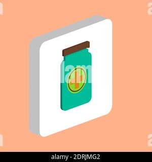 medicine bottle Simple vector icon. Illustration symbol design template for web mobile UI element. Perfect color isometric pictogram on 3d white squar Stock Vector