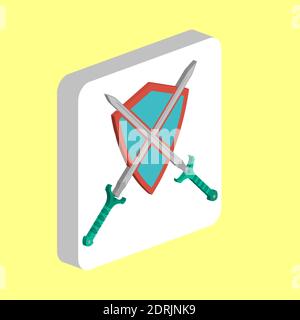heraldry Simple vector icon. Illustration symbol design template for web mobile UI element. Perfect color isometric pictogram on 3d white square. hera Stock Vector