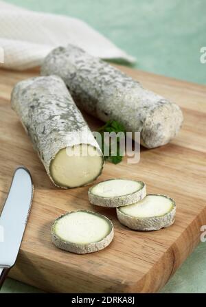 Sainte Maure de Touraine, French Cheese produced from Goat's Milk Stock Photo