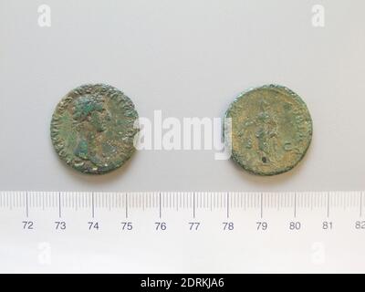 Ruler: Nerva, Emperor of Rome, A.D. 30–98, ruled 96–98, Mint: Rome, 1 As of Nerva, Emperor of Rome from Rome, 97, Bronze, 11.33 g, 5:00, 27.2 mm, Made in Rome, Italy, Roman, 1st century A.D., Numismatics Stock Photo