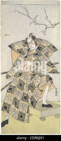Artist: Katsukawa Shun’ei, Japanese, 1762–1819, Actor Ichikawa Danjuro V, ca. 1792, Polychrome woodblock print, sheet: 5 5/8 × 12 1/2 in. (14.3 × 31.8 cm), Japan, Japanese, Edo period (1615–1868), Works on Paper - Prints Stock Photo