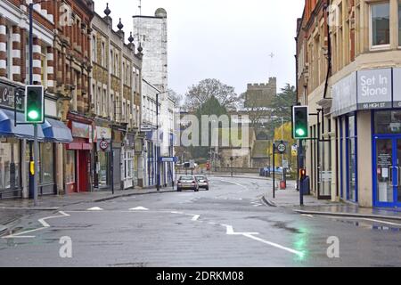 Maidstone, Kent, UK. 21st Dec, 2020. The Monday before Christmas in the town centre - almost all shops closed on a wet grey day in the country town of Kent with one of the highest infection rates in the country Credit: Phil Robinson/Alamy Live News Stock Photo