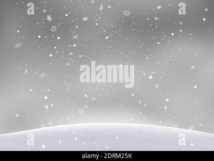 Christmas winter hill and snowfall Stock Vector