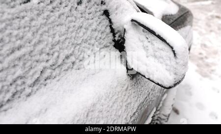 car in the snow close up. Stock Photo