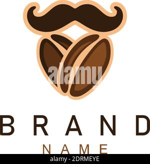 coffee bean abstract mustache beard logo icon vector graphic concept design Stock Vector