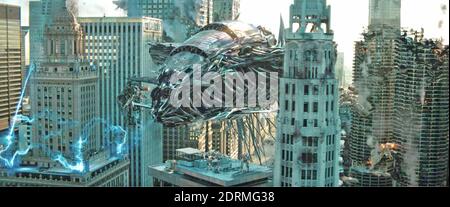 TRANSFORMERS: DARK OF THE MOON 2011 Paramount Pictures film. The Driller attacks Chicago. Stock Photo