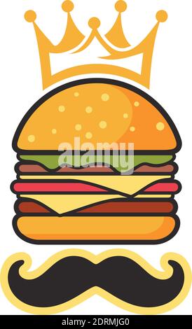 burger king mustache logo icon vector graphic concept design Stock Vector
