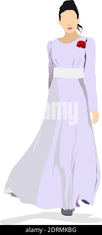 Bride isolated on white for marriage ceremony design. Stock Vector