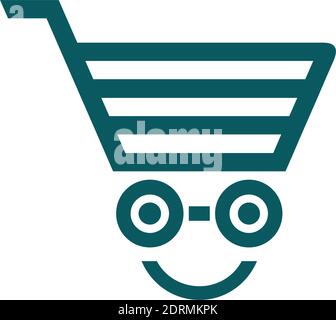 smile cart happy shopping logo icon vector graphic concept design Stock Vector